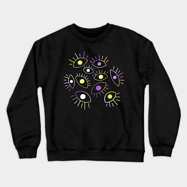 Eyes of the Void - Nonbinary Pride Crewneck Sweatshirt by rollingtape